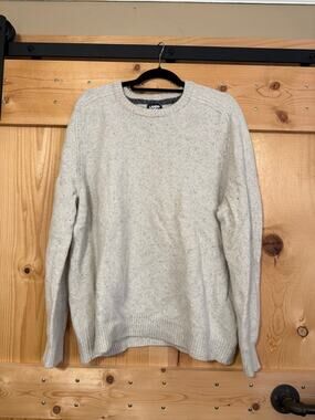 Lands’ End 100% Lambswool Sweater Size XXL Beige Tan Natural Fiber Wool